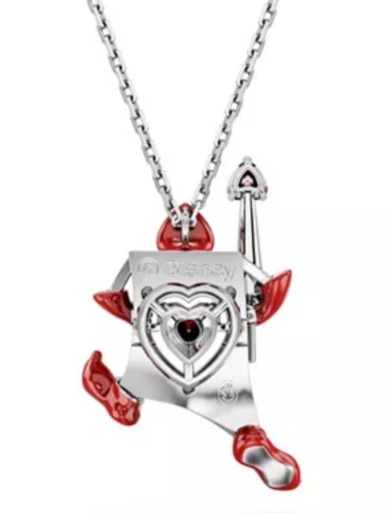Swarovski Playing Card, Red, Rhodium Plated Alice In Wonderland Pendant Necklace - Picture 3 of 4